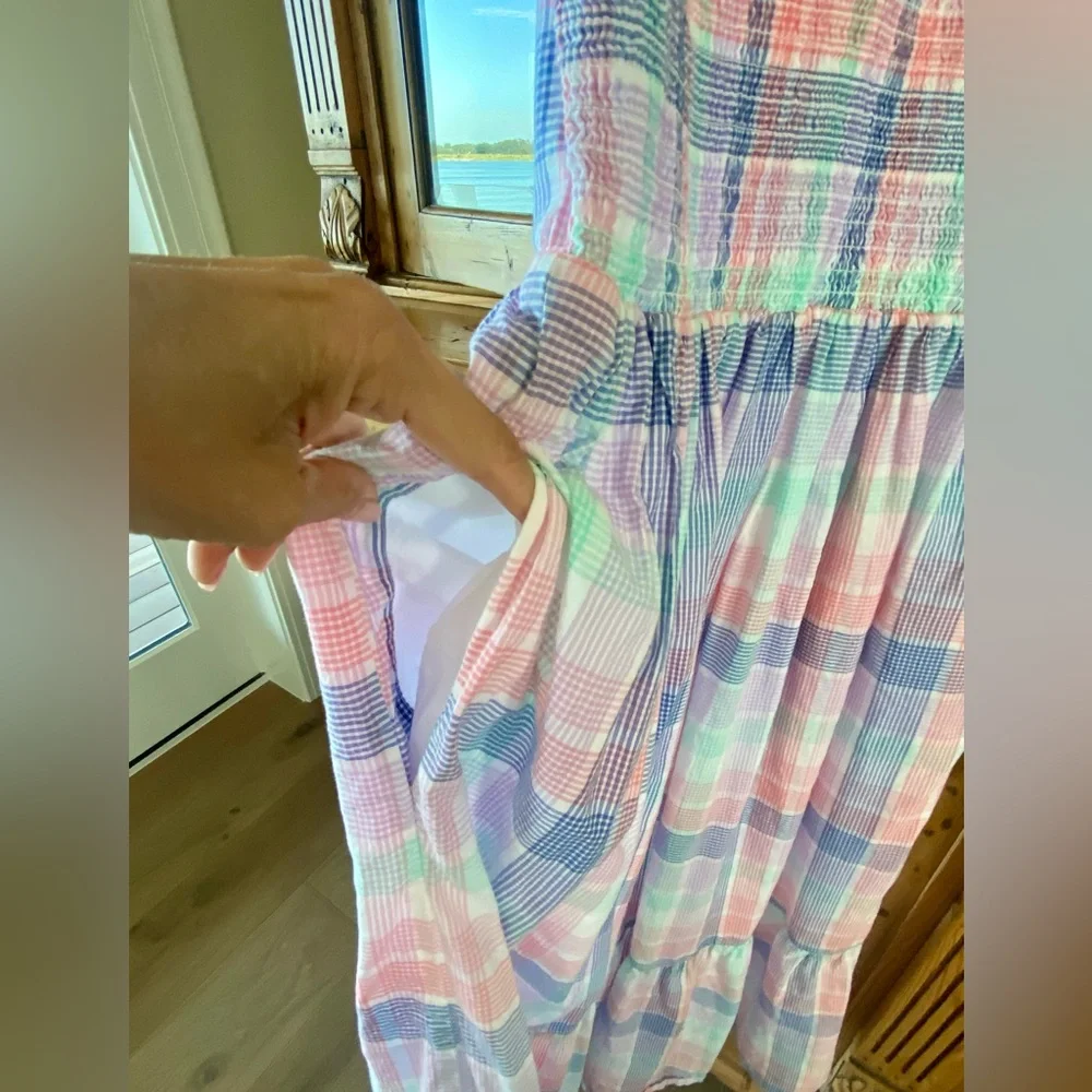 J Crew pastel plaid midi dress, size XXS - Picture 6 of 14